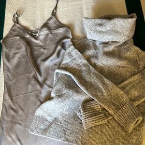 AllSaints Tierny Roll Neck Dress Tin Grey Marl/Pearl